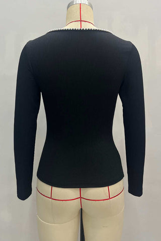 Elegant Long-Sleeve V-Neck Blouse