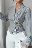 Striped Wrap V-Neck Top