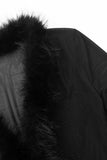 Faux Fur Trim Sheer Long Sleeve Blouse