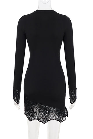 Elegant Lace Trim Night Out Dress
