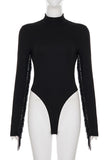 Fringe Detail Long-Sleeve Bodysuit