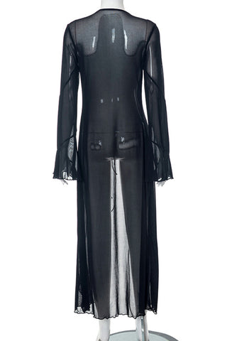 Long-Sleeve Ruffled Casual Dress