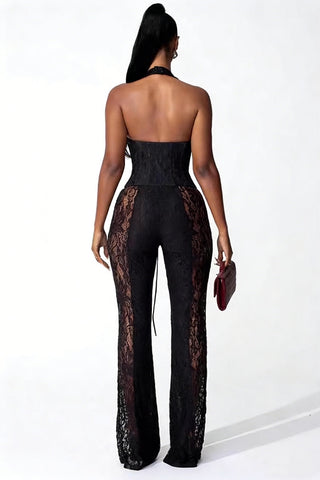 Lace-Up Halter Jumpsuit