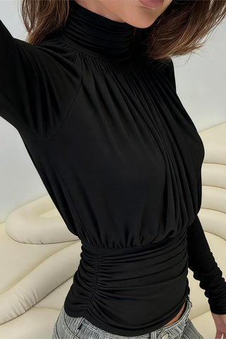 Elegant High-Neck Long Sleeve Top