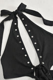 Cut-Out Halter Jumpsuit with Studs