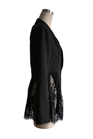 Lace Trim Blazer with Peplum Design