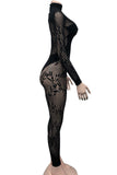 Lace Mesh Overlay Jumpsuit