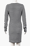 Striped V-Neck Bodycon Dress