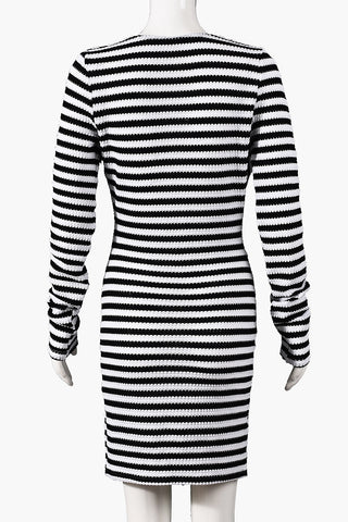 Striped V-Neck Bodycon Dress