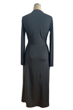 Ruched Waist Midi Dress with Slit