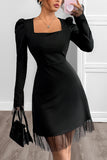Square-Neck Puff Sleeve Casual Dress