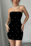 Strapless Pearl-Embellished Mini Dress