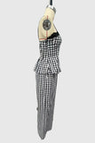 Gingham Lace Trim Pants Set