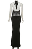 Halter Neck Maxi Dress with Sheer Detail