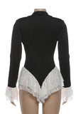 Lace-Trim Tailored Romper
