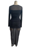 Long Sleeve Mesh Midi Dress