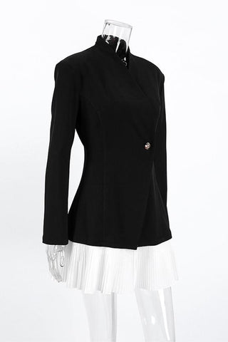Chic Blazer Dress with Pleated Hem