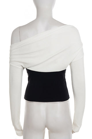 Off-Shoulder Button-Front T-Shirt