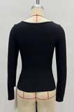Ring-Accent Long Sleeve Blouse