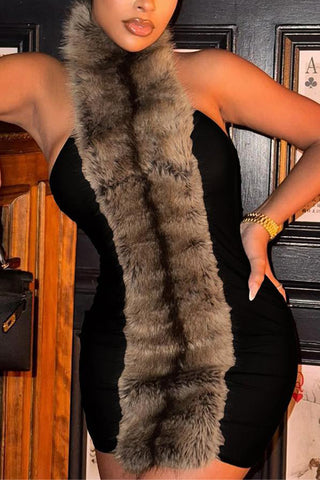 Elegant Faux Fur Trimmed Dress