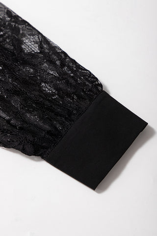 Keyhole Lace Raglan Sleeve Blouse