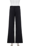 Wide-Leg Pinstripe Casual Pants