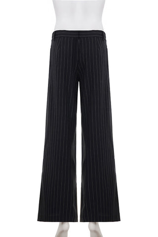 Wide-Leg Pinstripe Casual Pants