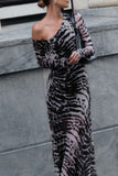 Abstract Neckline Maxi Dress