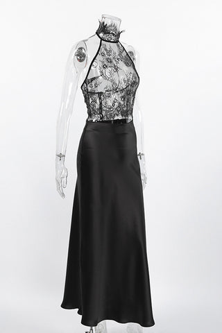 Elegant Lace Halter Skirt Set