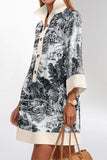 Printed Button-Front Casual Dress