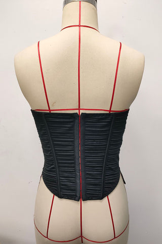 Strapless Pleated Corset Tank