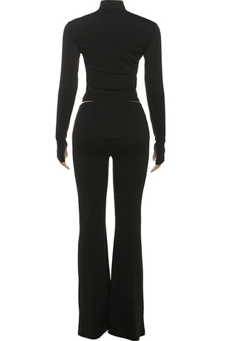 Zip-Front Elegant Pant Set