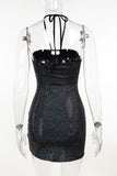 Sparkling Halter Mini Dress