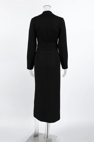 Elegant Button-Embellished Midi Dress