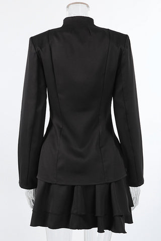 Tailored Buttoned Skirt Suit Set