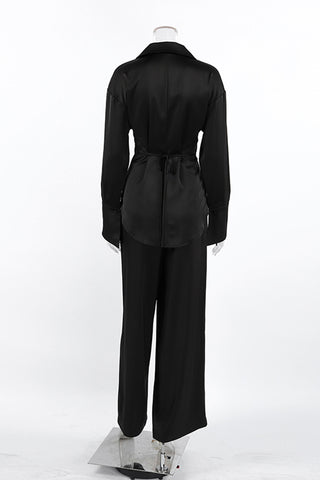 Tie-Waist Long Sleeve Pants Set