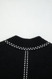 Contrast Trim Button-Front Cardigan