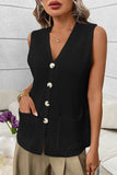 Button-Front Knit Sweater Vest
