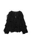 Ruffle-Detail Blouse with Button Closure