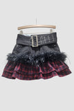 Belted Layered Mini Skirt with Fringe