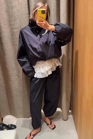 Stylish Button-Up Jacket with Drawstring Waist