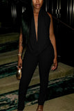 Draped Neck Halter Pants Set