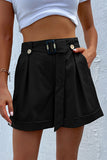 Belted Pleated Casual Shorts