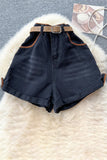 Belted High-Waist Casual Shorts