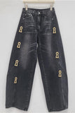 Statement Wide-Leg Jeans with Keyhole Details