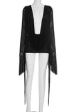 Draped Deep V-Neck Casual Dress