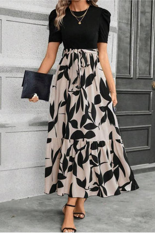Puff Sleeve Printed Maxi Dress