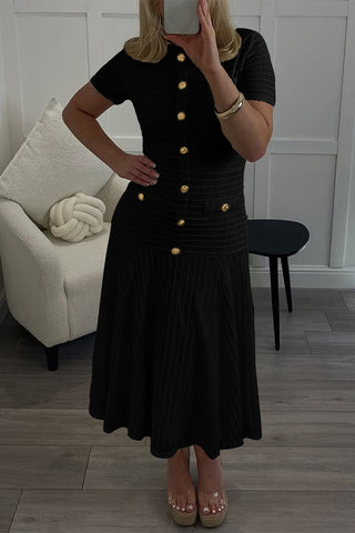 Button-Front Casual Midi Dress