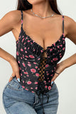 Lace-Up Ruched Camisole Top
