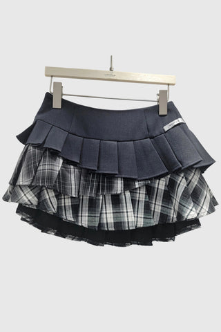 Layered Pleated Mini Skirt